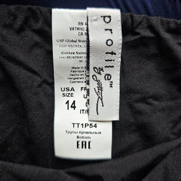 Gottex Profile By Gottex Navy Blue Tutti Frutti Mid Rise Tankini Bottom Size 14 - Picture 7 of 14